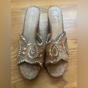 Jack Rogers Cork Slide sandals with Gold Stitching